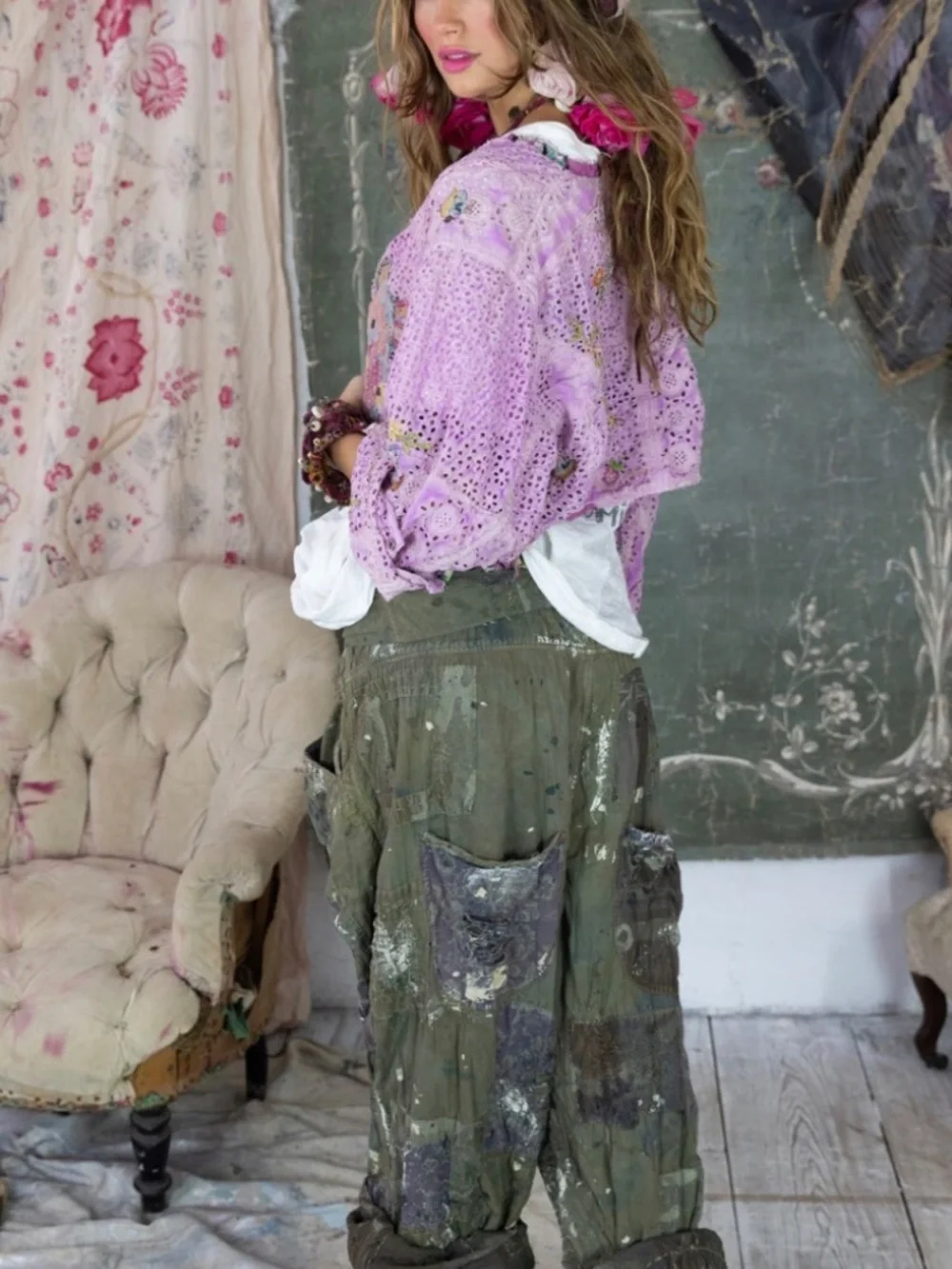 NWT- Magnolia Pearl Thomas Cargo Trousers in Peace - Picture 10 of 10